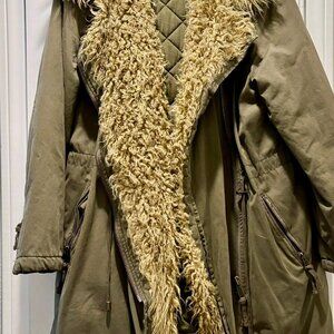 Free People Army Green Sherling Hood Jacket Size XS